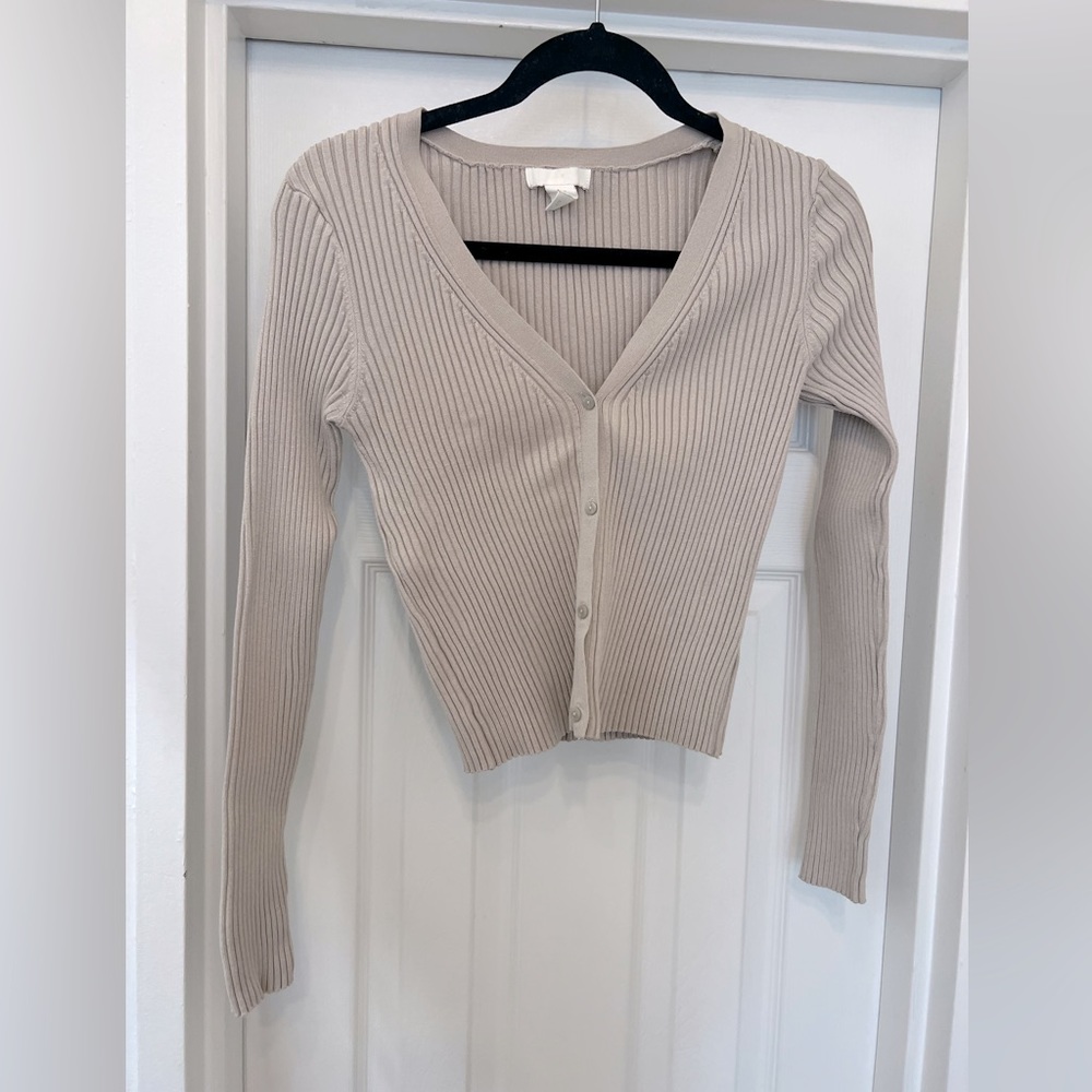H&M Ribbed Cardigan - Taupe